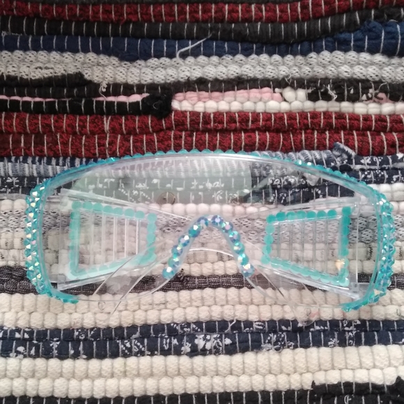 Protective Fashion Clear Blinged Safety Glasses - Picture 2 of 9